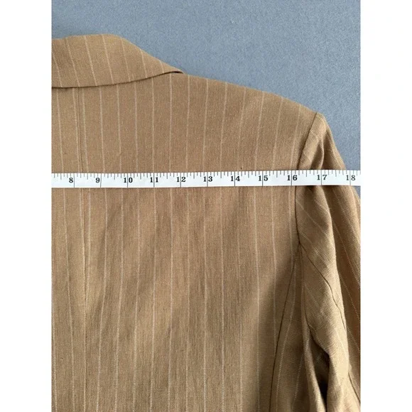 Nicholas Women US 8 Oversized Linen Blazer Charlee Camel Brown Tan Pinstripe